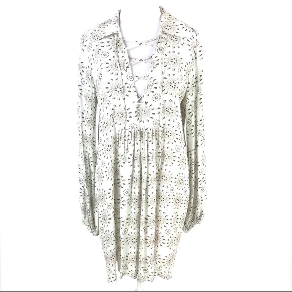 Zara Lace Up Long Sleeve Flowy Dress - Picture 3 of 8